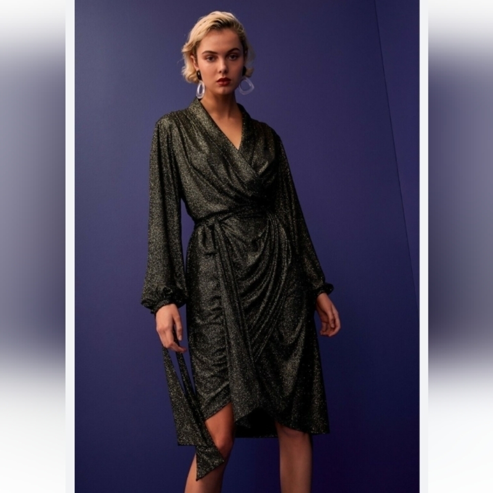 C/meo collective Sparkle knit wrap dress